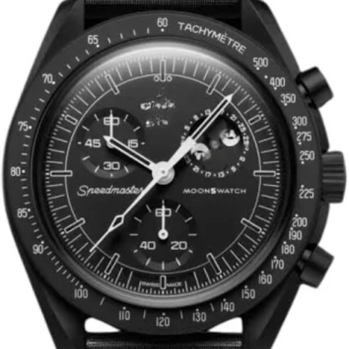 OMG × Swatch MoonSwatch Mission to the Moonphase – Black Snoopy Dial – Black Bioceramic – Quartz – 42mm
