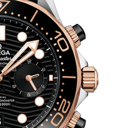 OMG Seamaster Diver 300M – Black Steel & Gold – Black Rubber – Quartz – 42mm