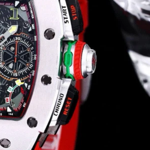 RM 11-04 - Flyback Chronograph - Silver 904L Steel & Red Rubber